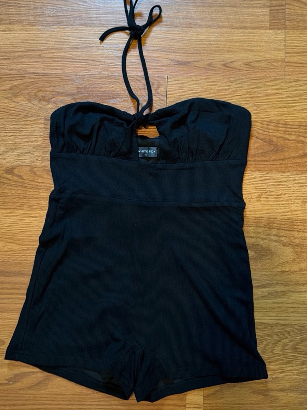 White Fox Boutique Black Strapless Romper Jumpsuit